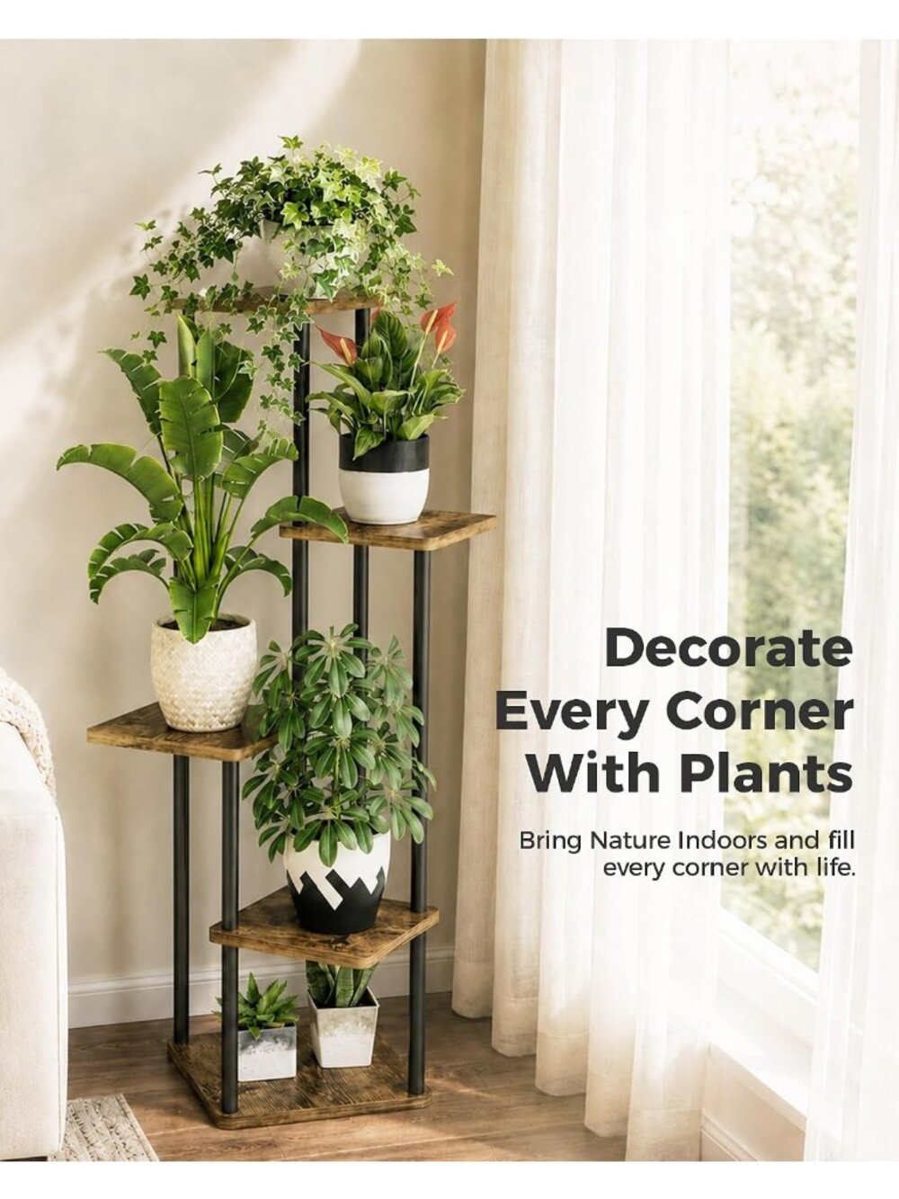 New Plant Stand Indoor 5 Tier Corner Plant Shelf for Multiple Plants - Picture 3 of 6